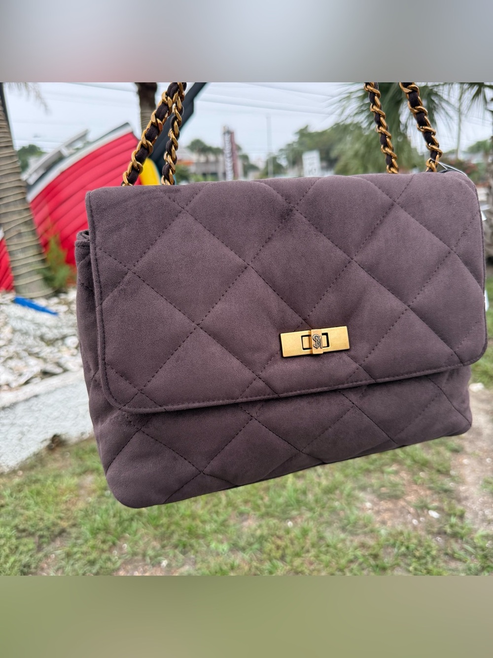 Steve Madden Quilted faux Suede Shoulder Bag